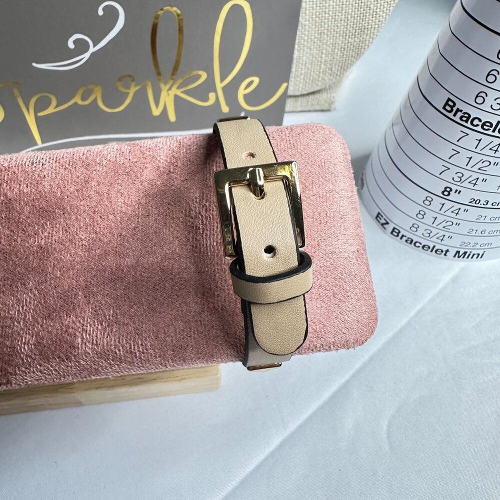 Park Lane Radley Nude Vegan Leather Adjustable Bracelet W/ Gold-Tone Studs 7-8" - Picture 2 of 6